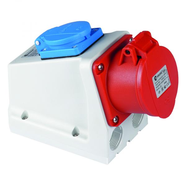 Kombi-Wandsteckdose CEE 5x16A + Schuko (230V/16A) IP44